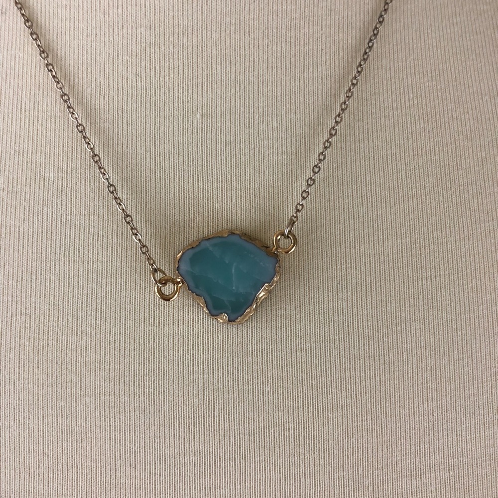 New Turquoise Stone Gold Dainty Pendant Necklace - Picture 4 of 6